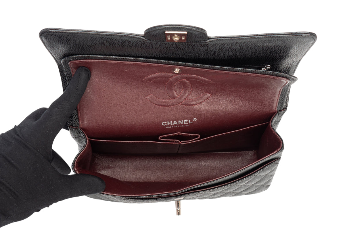 Chanel Medium Classic Flap Black Caviar Silver Hardware - view 11