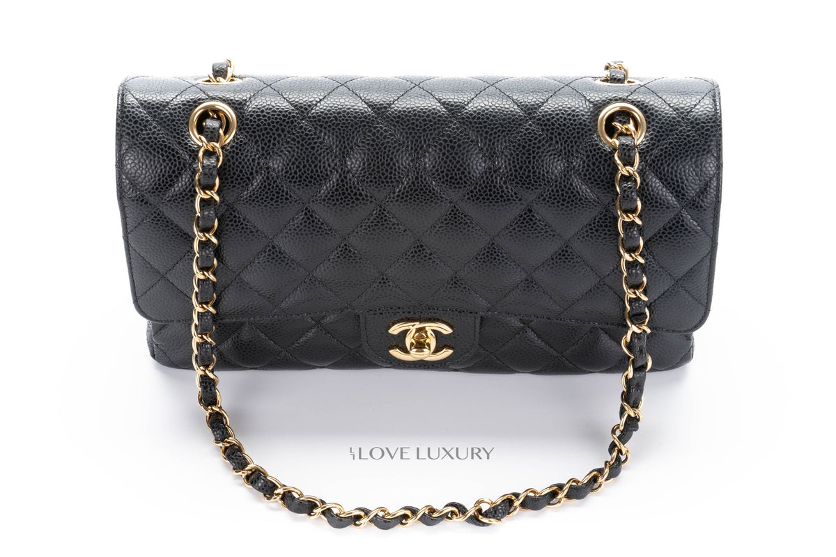 Chanel Medium Classic Flap Black Caviar Gold Hardware - view 13