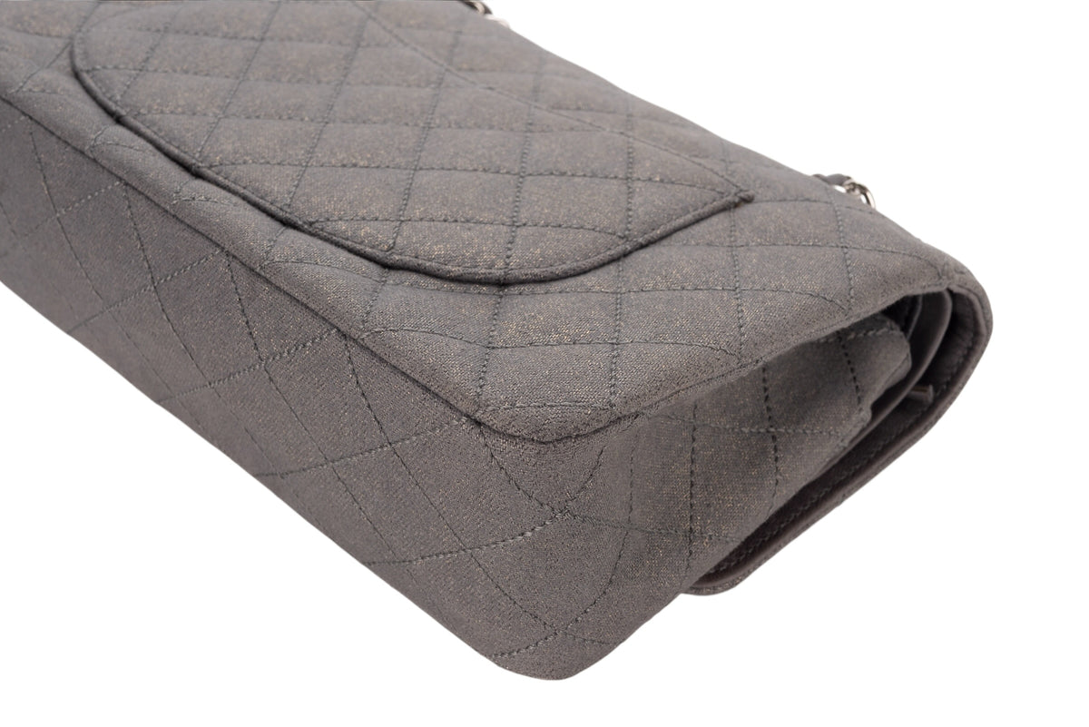Chanel Medium Double Classic Flap Grey Denim Silver Hardware - view 15