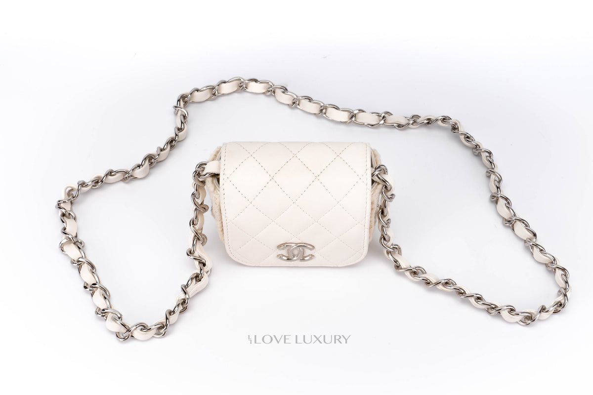 Chanel Micro Bag White Lambskin - view 11