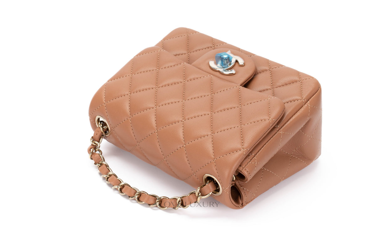 Chanel Mini Square Classic Flap 22S Caramel Lambskin Gold Hardware - view 9