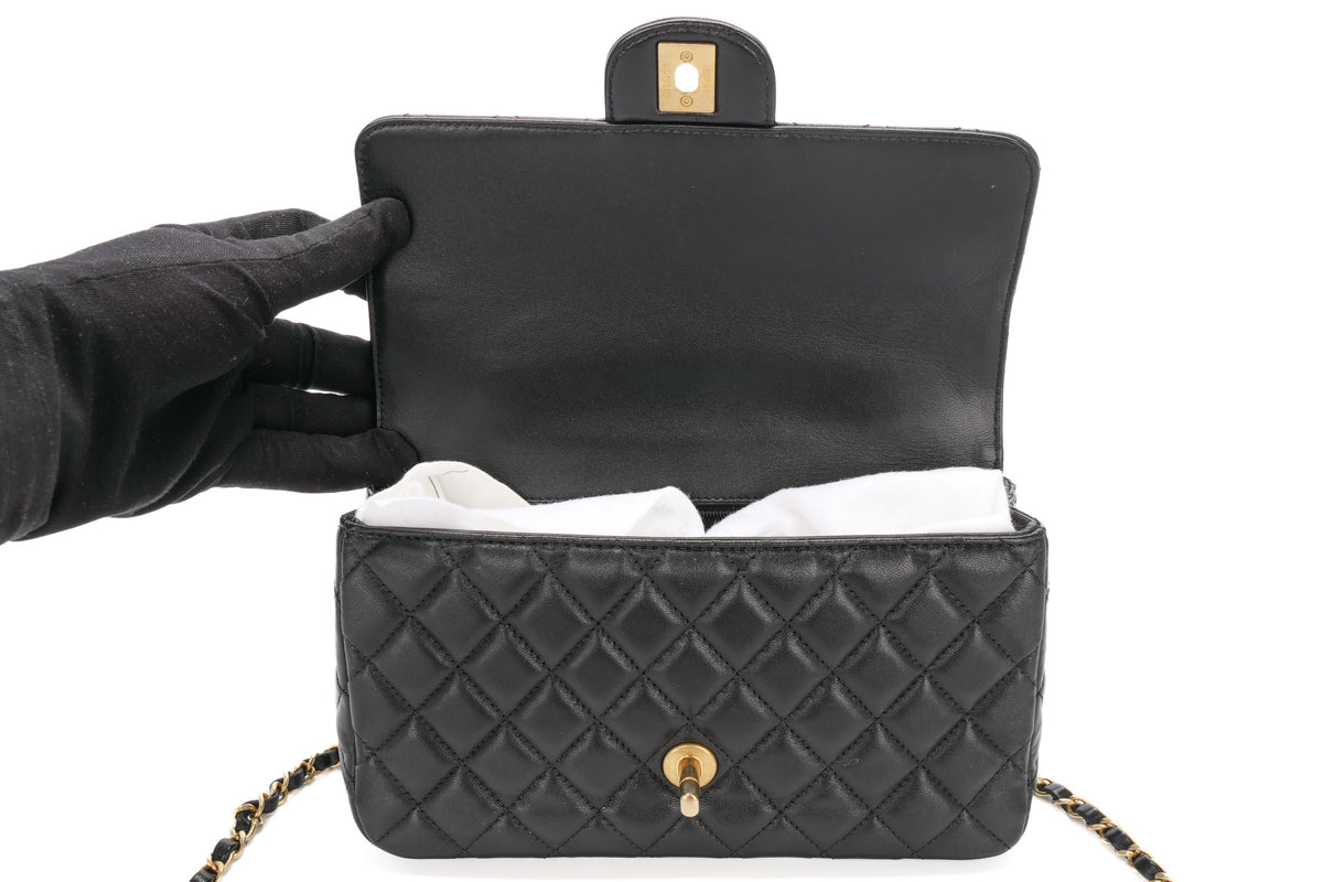 Chanel Classic Flap Top Handle Noir Lambskin Gold Hardware - view 10