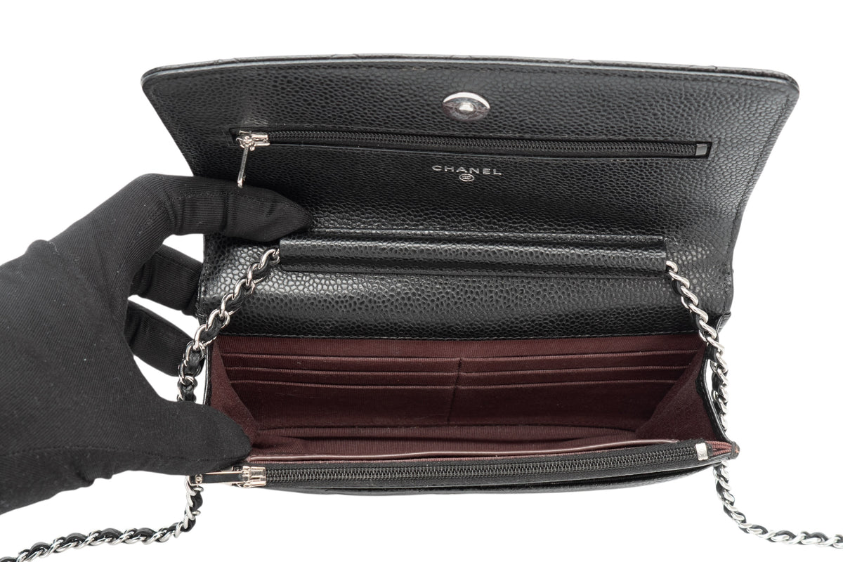 Chanel Wallet On Chain Black Caviar Silver Hardware - view 10