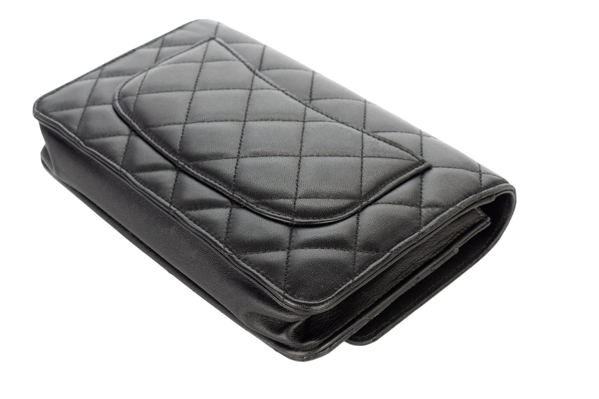 Chanel Wallet On Chain Black Lambskin Silver Hardware - view 14