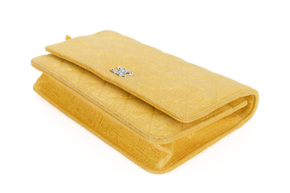 Chanel Wallet On Chain Gold Satin Silver Hardware - view 13