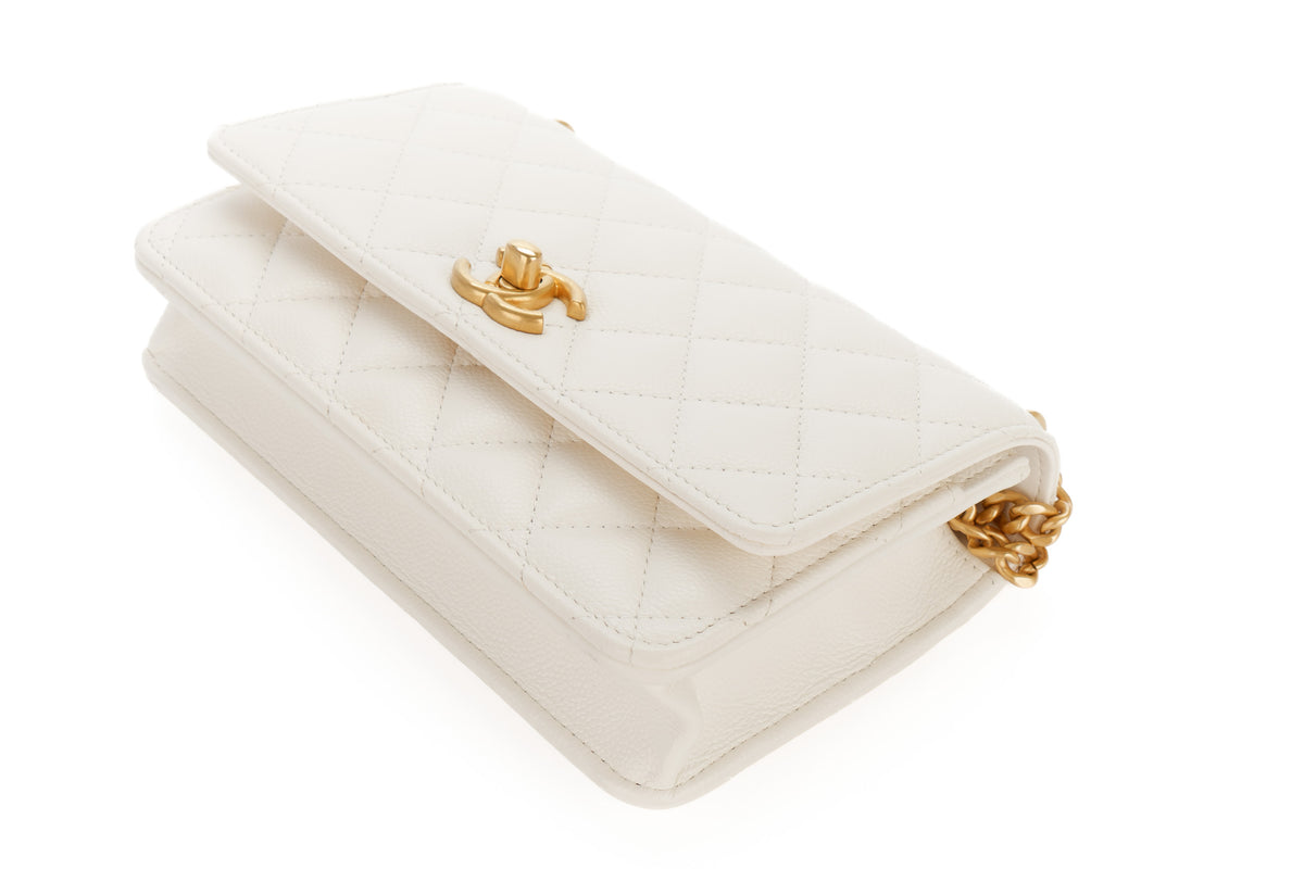 Chanel Wallet On Chain White Caviar Gold Hardware - view 12