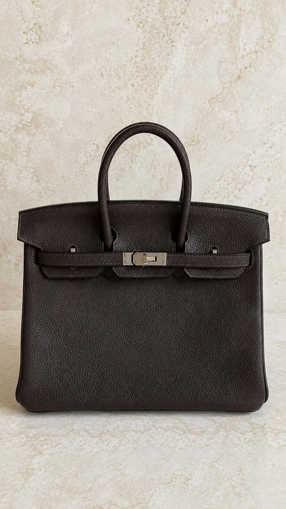 Hermès Birkin 25 Ebene Barenia Faubourg – Silver Hardware