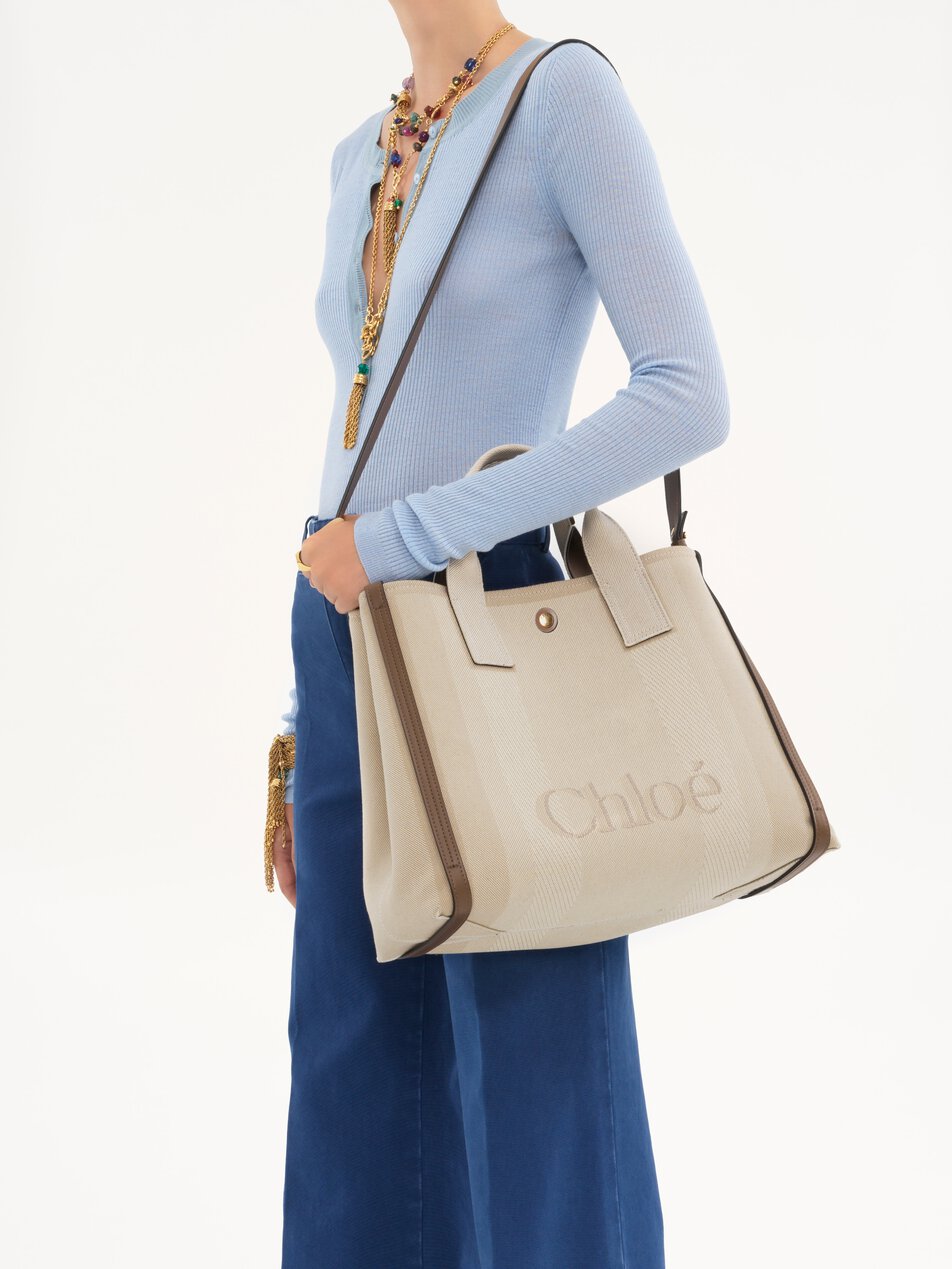 CHLOE Carry tote bag in canvas Vegetal Beige by CHLOE