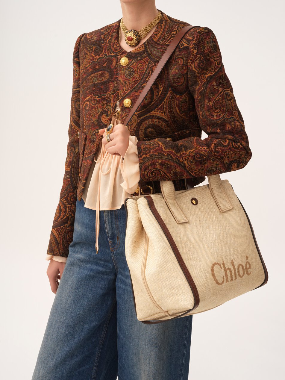 CHLOE Carry tote bag in raffia-effect fibers Hot Sand by CHLOE