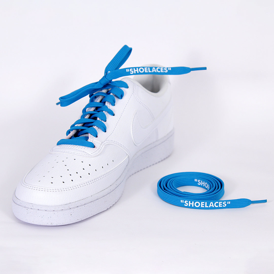 Electric Blue Off-White Style “SHOELACES” for Sneakers – Premium Flat Laces by KNOTTY by KNOTTY