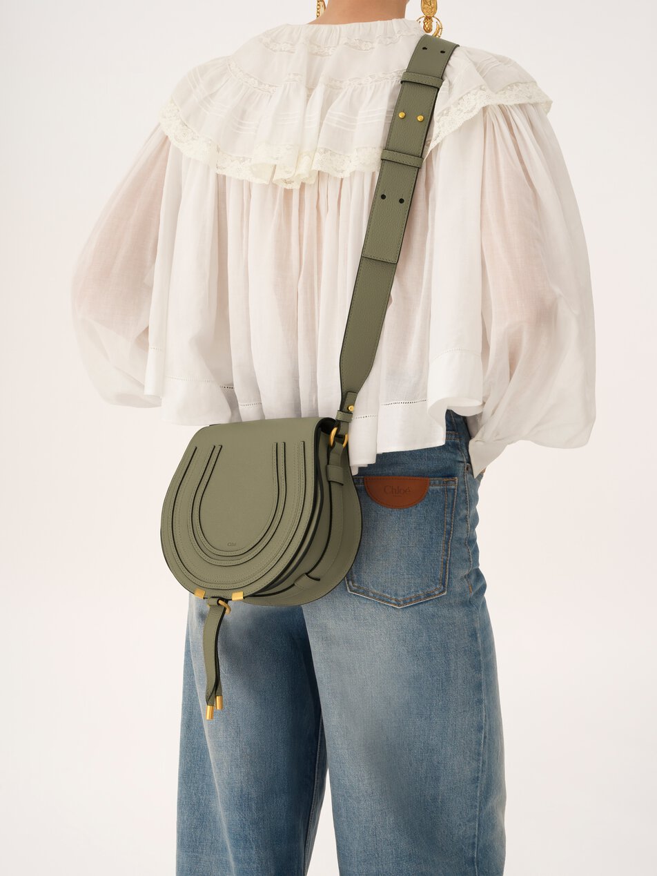 CHLOE Marcie saddle bag in grained leather Twilight Purple by CHLOE