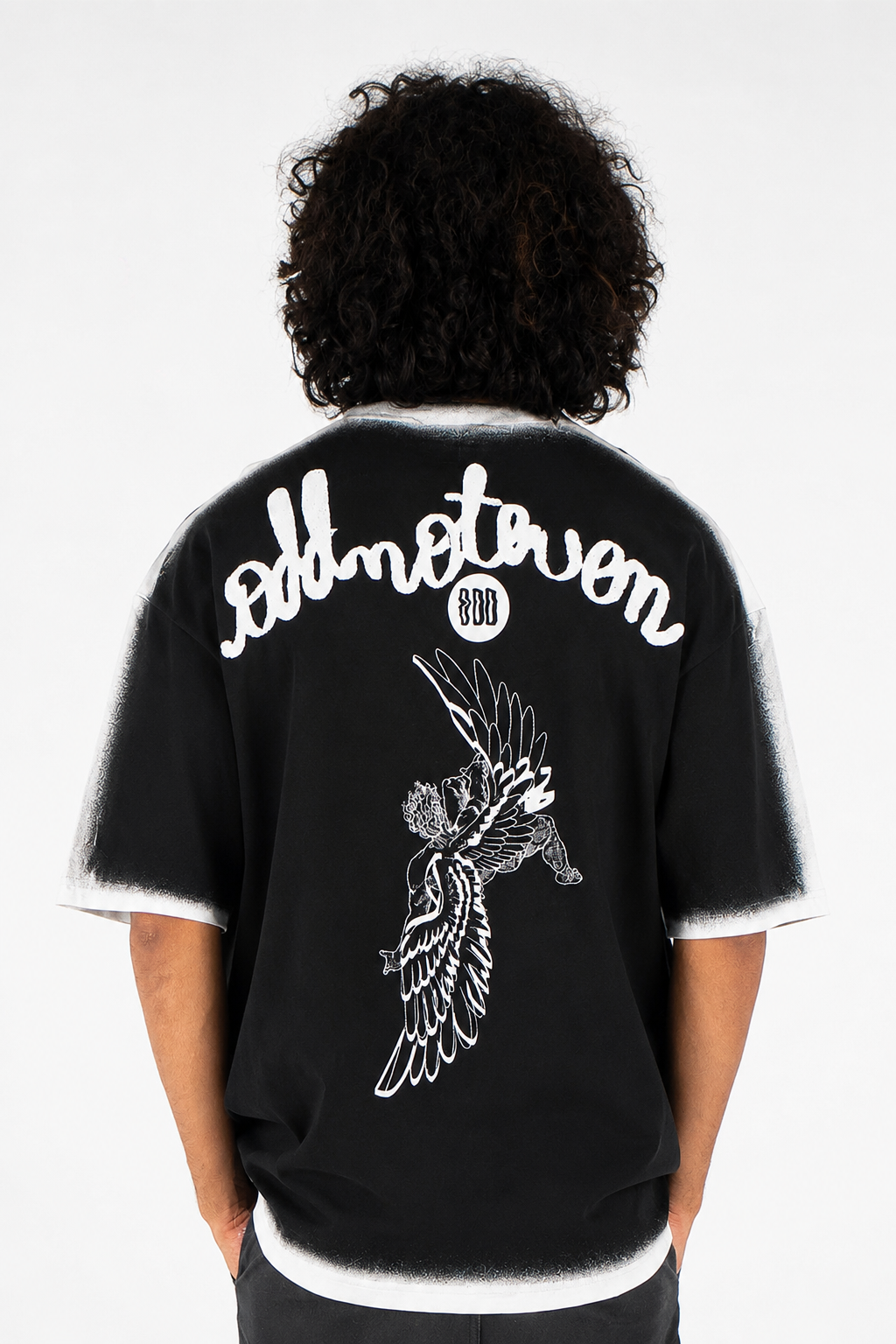 Falling Angel Oversized Tshirt Black by oddnoteven