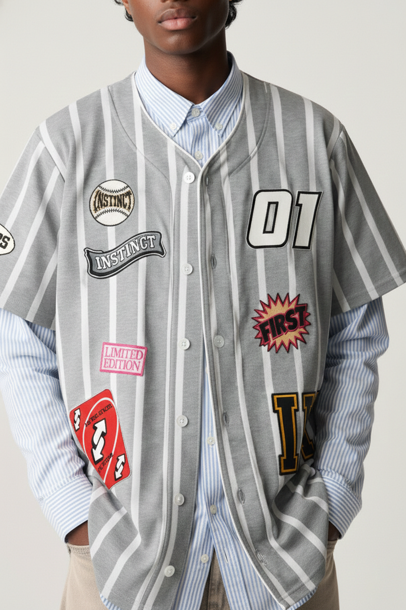 Origin 01 - Baseball Shirt (Grey) by Instinct First