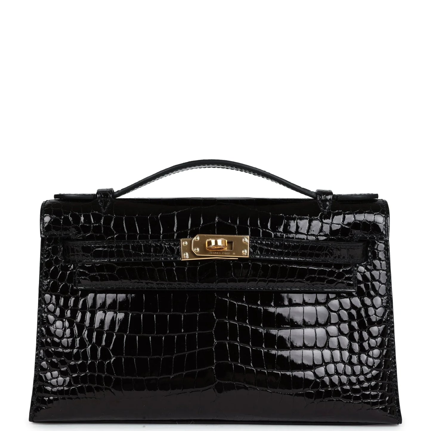 Hermès Kelly Pochette – Black Shiny Porosus Crocodile with Gold Hardware - Zeuskicks