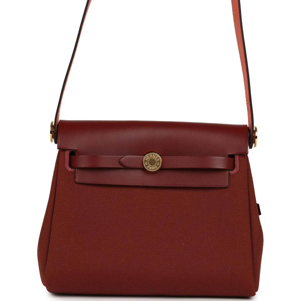 Hermès Herbag Zip 20 Mini — Rouge H Toile Militaire Canvas