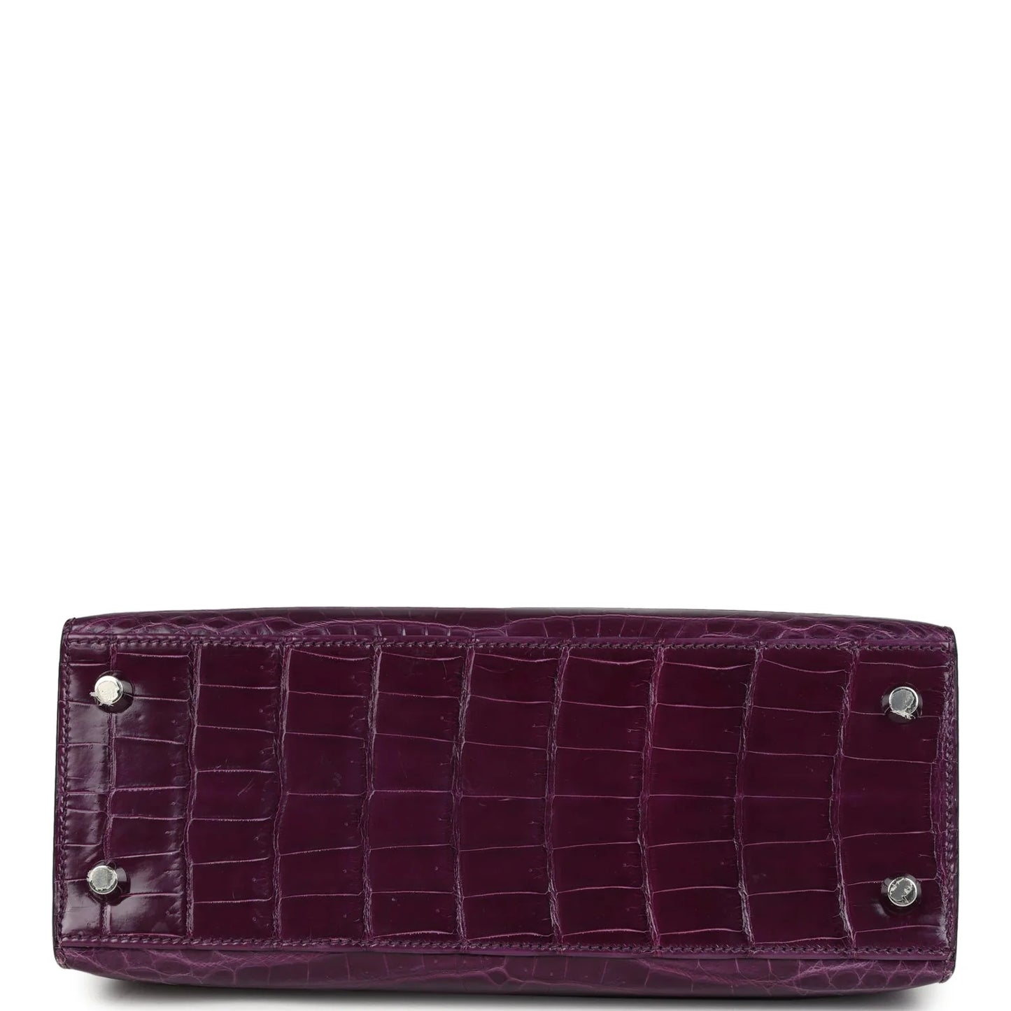 Hermès Kelly Sellier 25 – Amethyst Shiny Niloticus Crocodile with Palladium Hardware - Zeuskicks