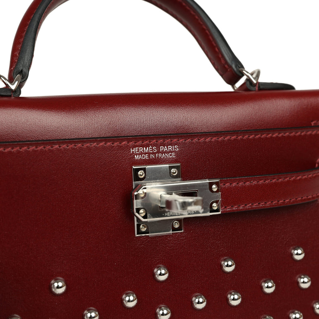 Hermès Kelly Sellier 20 Clouté Rouge H Box Leather Palladium Hardware