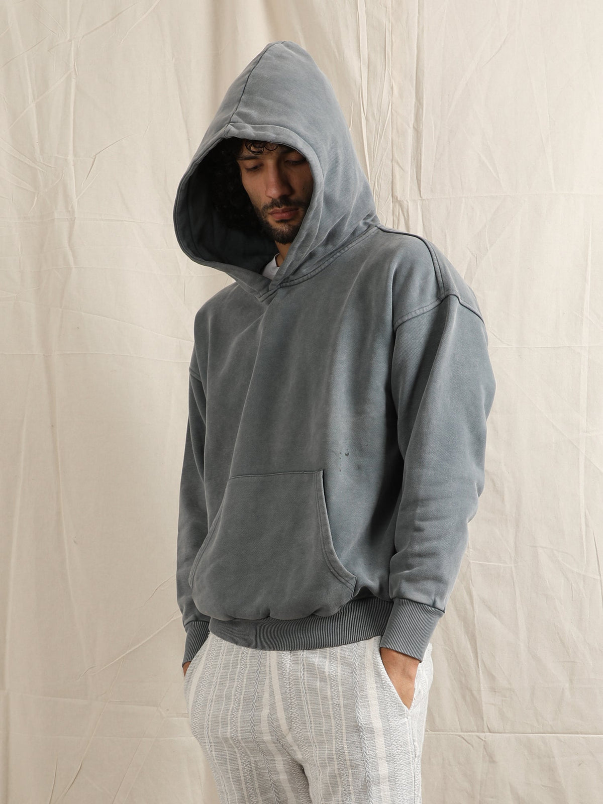 OVERDYED HEAVY WEIGHT HOODIE (WIND SKY) by GREY AREA