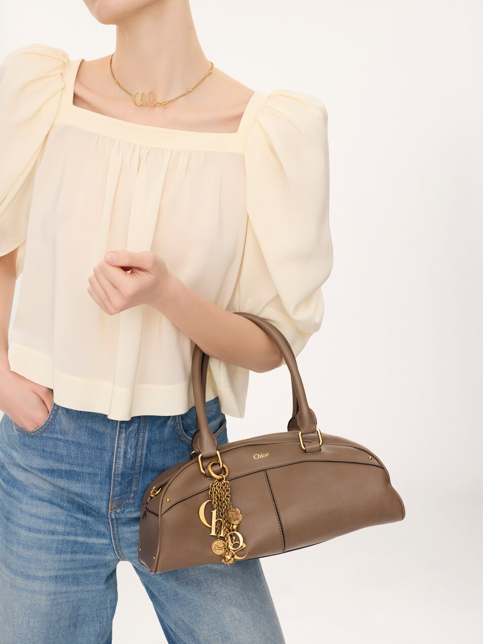 CHLOE bowling bag in soft leather Deep Taupe by CHLOE