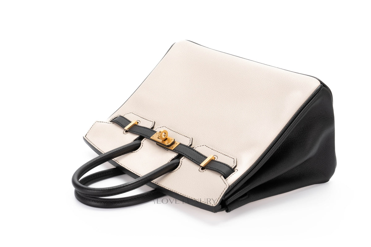 Hermès Birkin 25 HSS Black & Craie Epsom Brushed Gold Hardware - view 8
