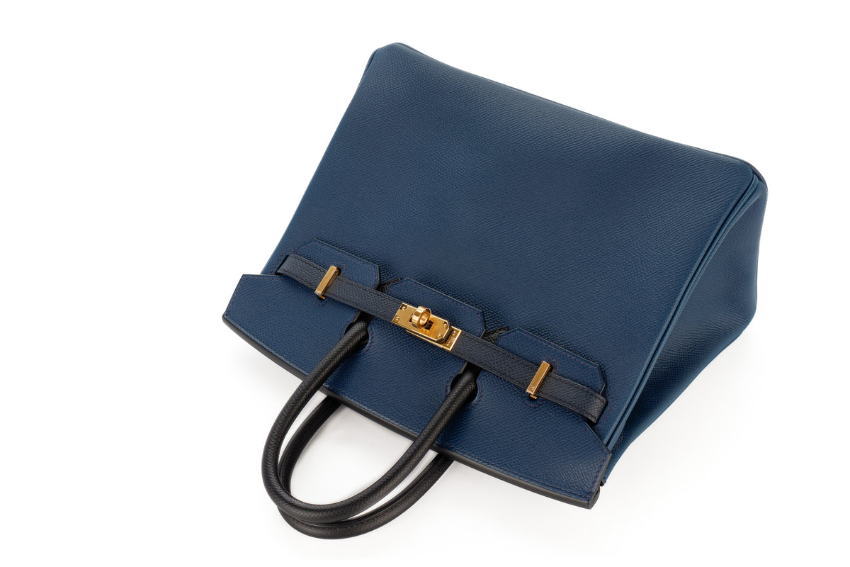 Hermès Birkin 25 Tri Color Bleu de Prusse, Indigo, Noir Epsom Gold Hardware - view 8