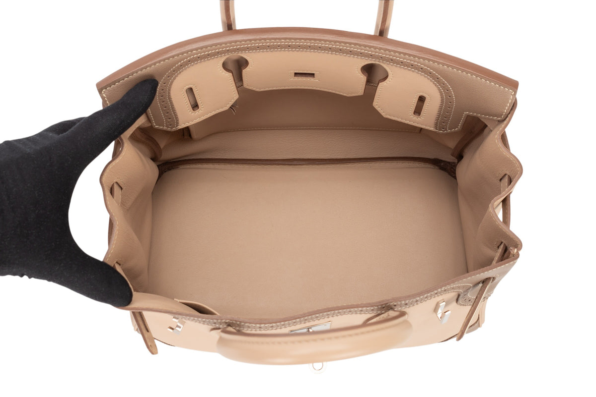 Hermès Birkin 30 Ghillies Etoupe / Argile Swift Palladium Hardware - view 10