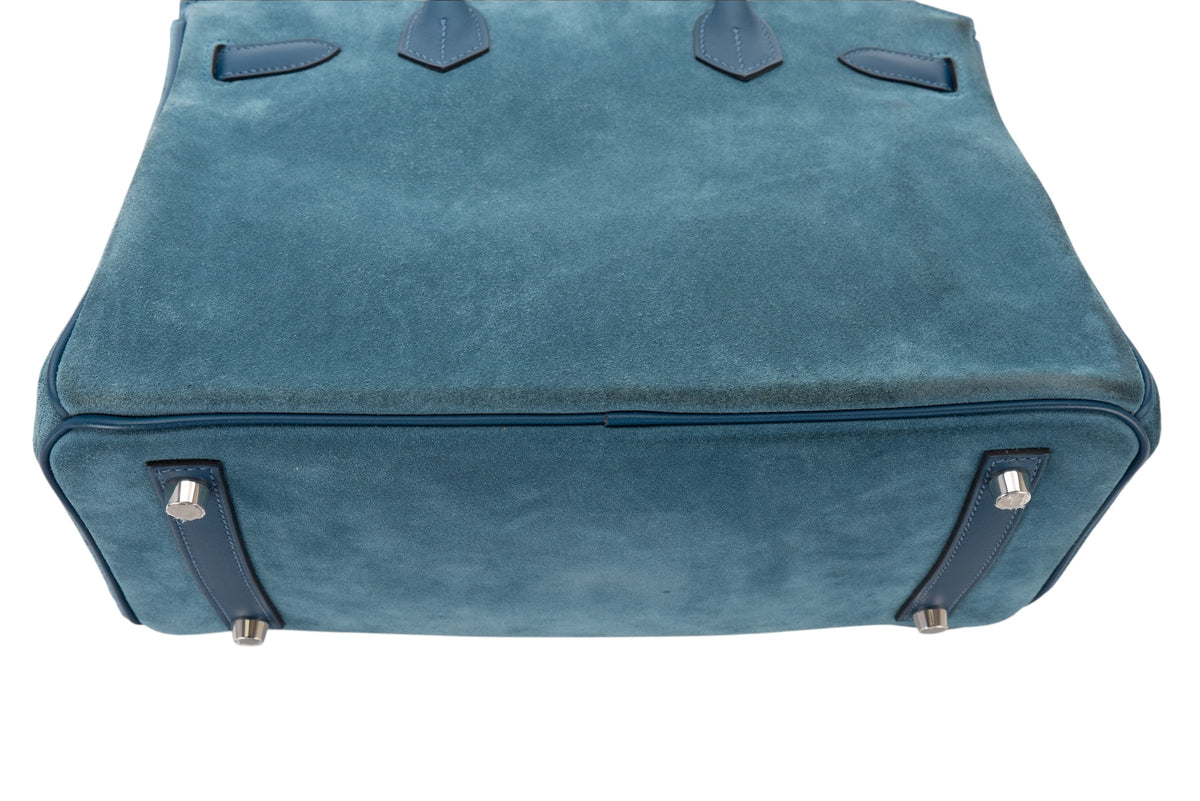 Hermès Birkin 30 Limited Edition Bleu Thalassa Grizzly & Swift Palladium Hardware - view 11