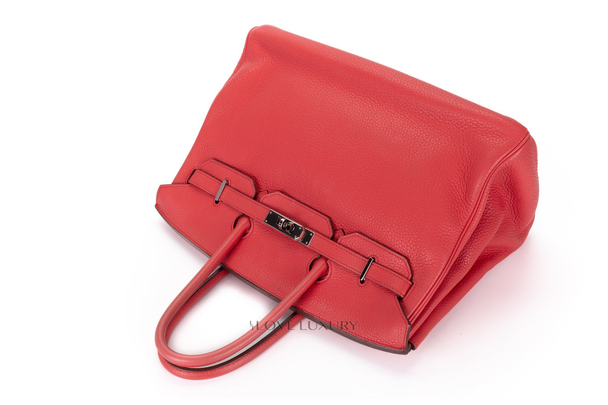 Hermès Birkin 35 Rose Texas Clemence Palladium Hardware - view 12
