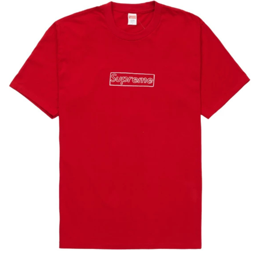 SUPREME X KAWS CHALK LOGO TEE RED by SUPREME