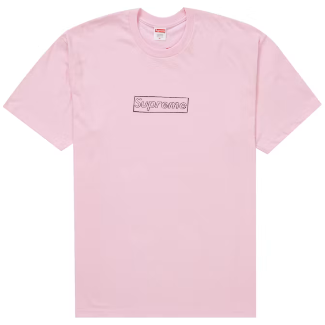 SUPREME KAWS CHALK LOGO TEE LIGHT PINK by SUPREME