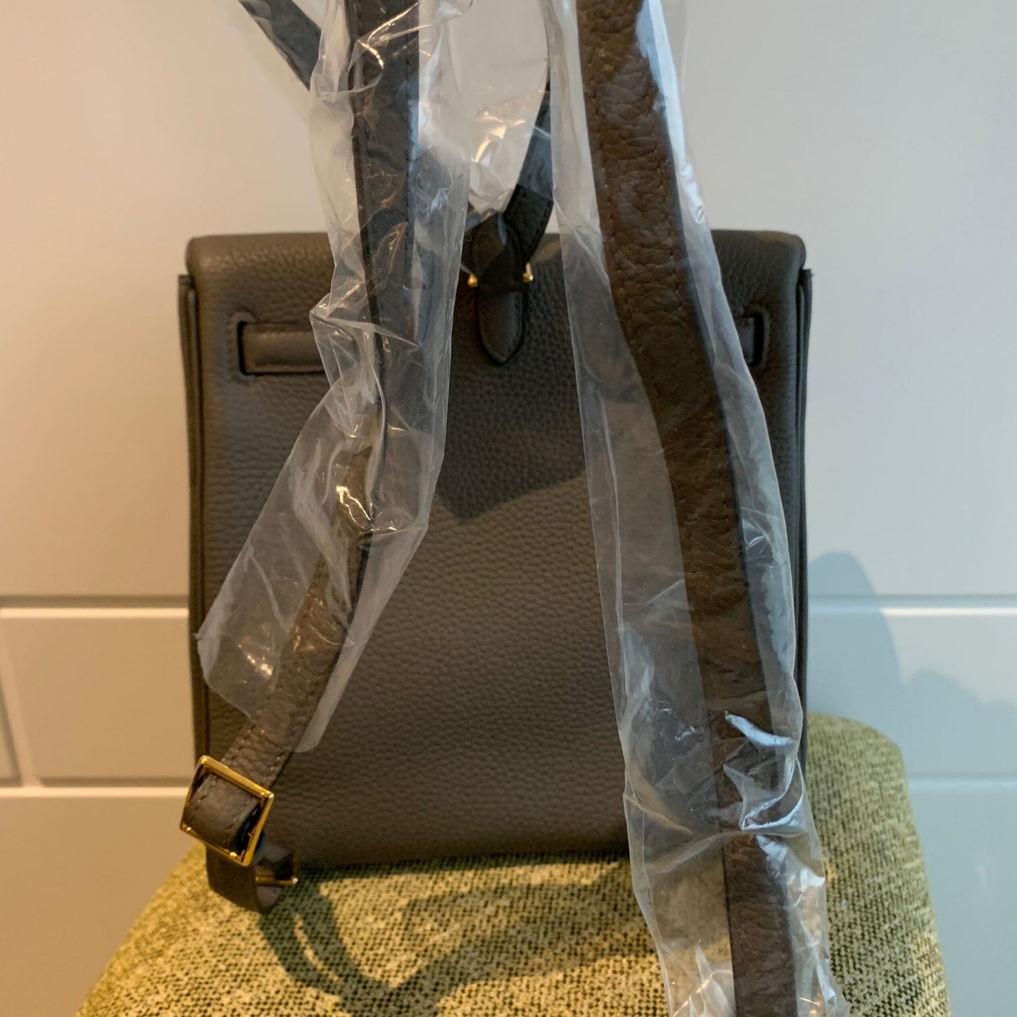 Hermès Kelly Ado Gris Etain Clemence with Gold Hardware