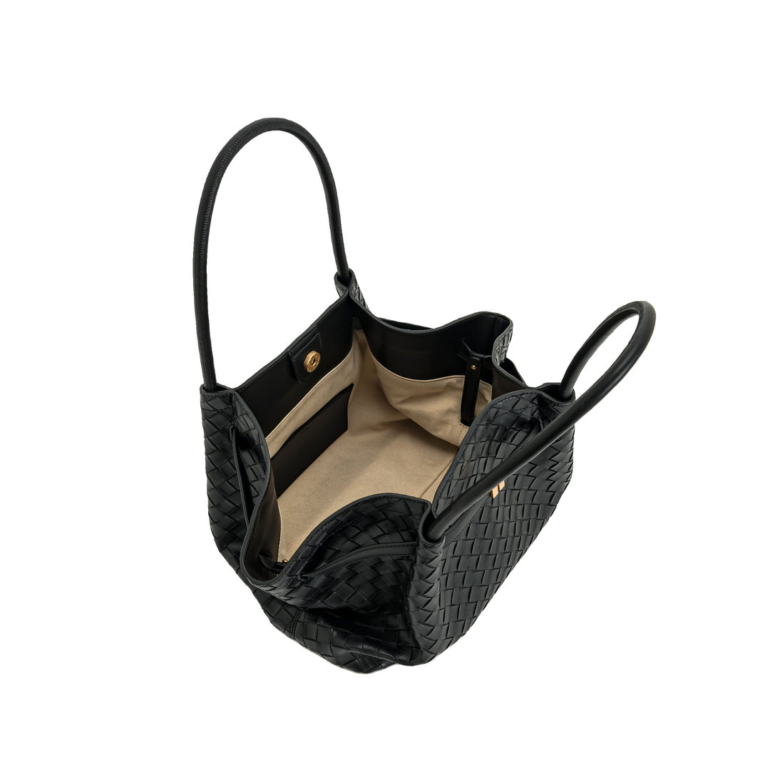 JW PEI Hana Medium Weave Texture Tote Bag - Black by JW PEI