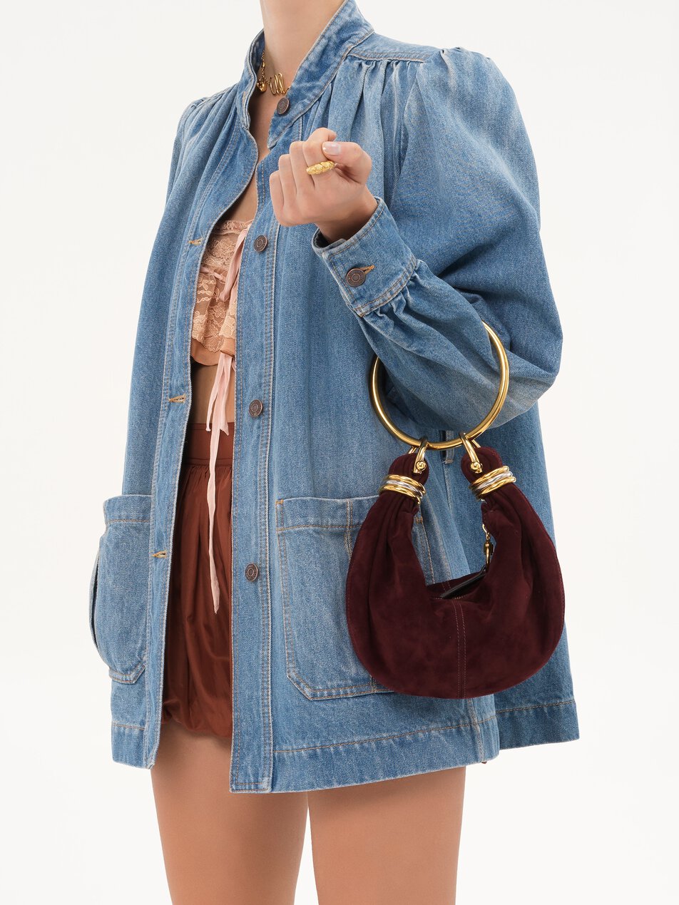 CHLOE Mini Bracelet Hobo bag in suede leather Deep Violine by CHLOE