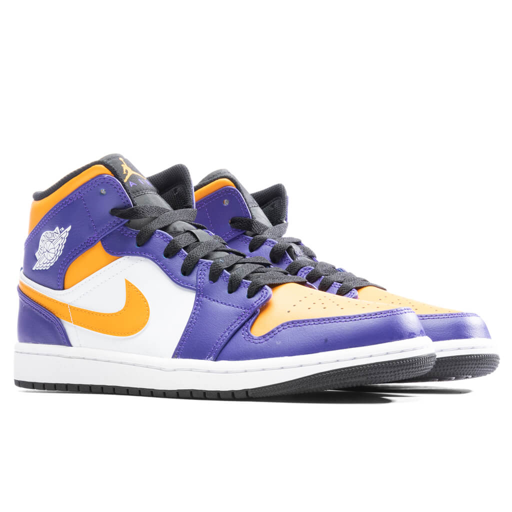 Air Jordan 1 Mid Dark Concord/Taxi White Black Lakers
