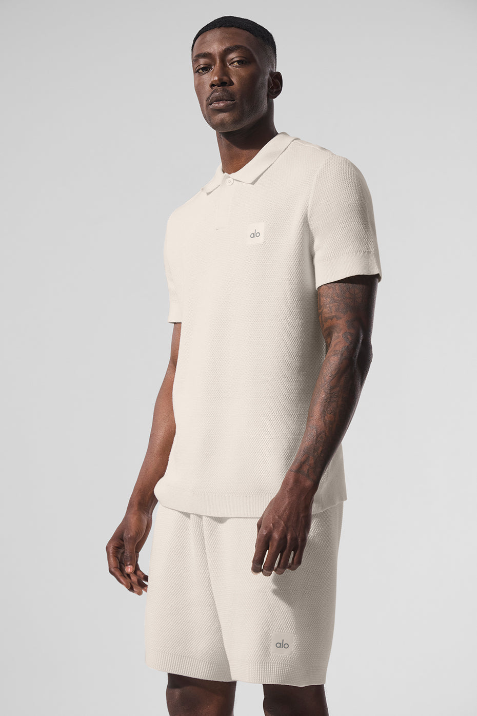 Sports Club Sweater Knit Polo - Ivory (M1250R)