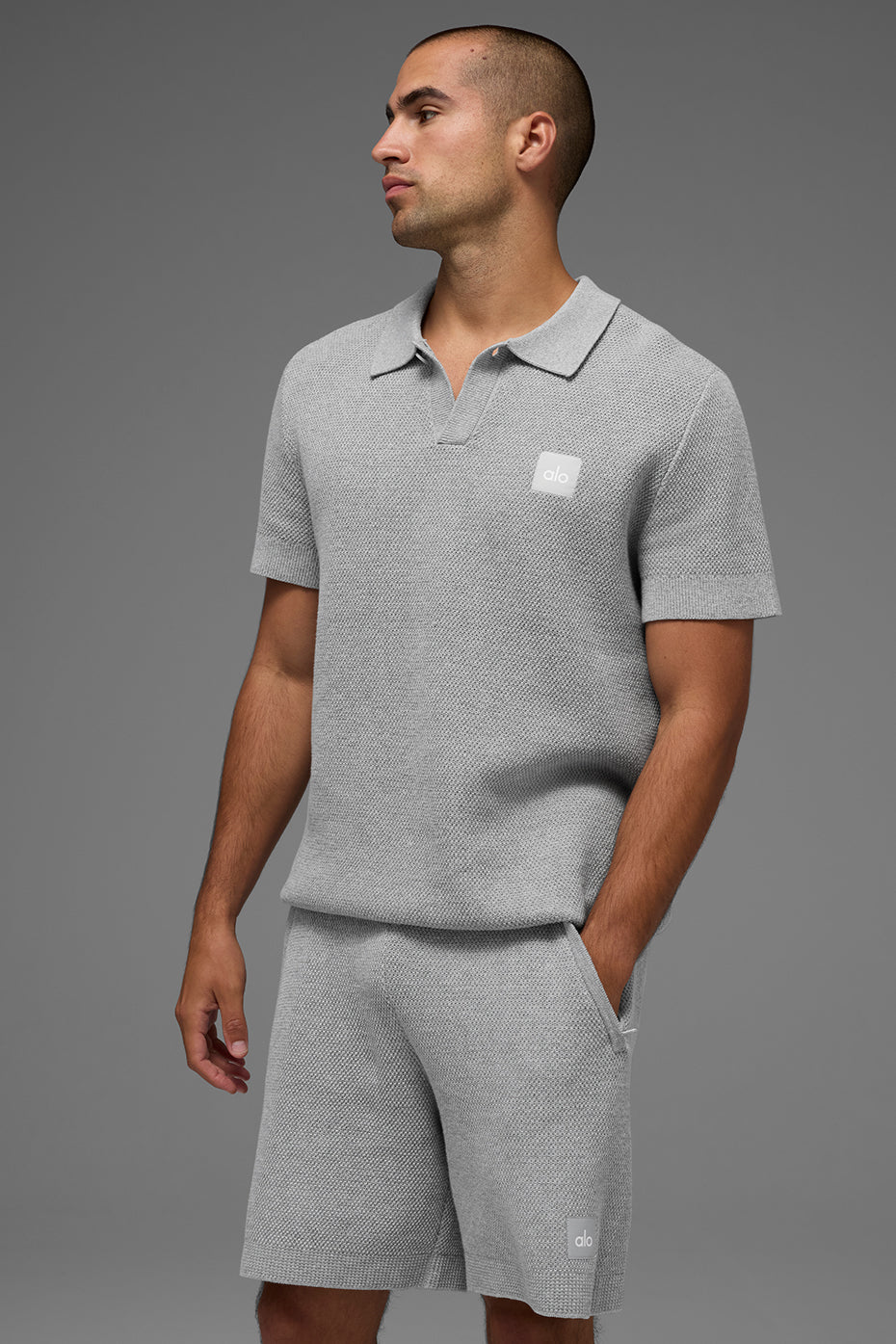 Sports Club Sweater Knit Polo - Athletic Heather Grey (M1250R)