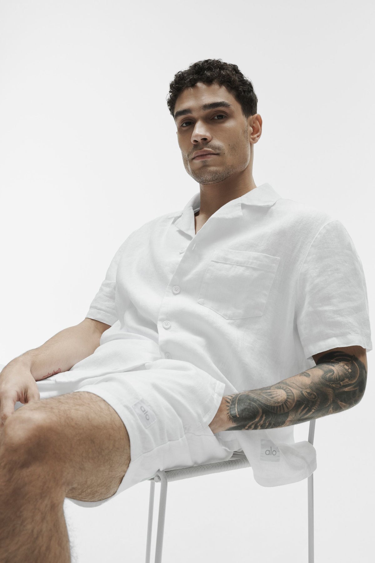 Linen Days Short Sleeve Button Up - White (M1270R)