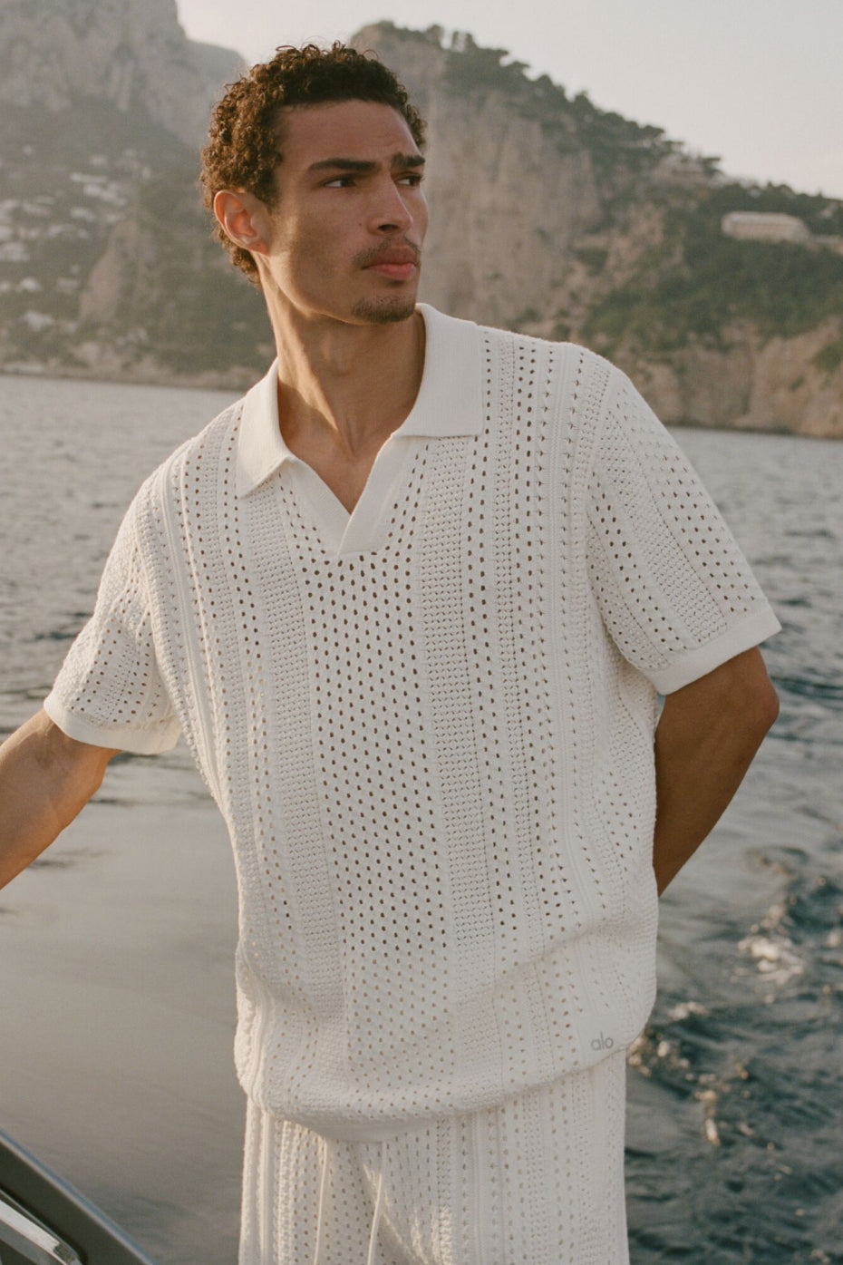 Coastline Knit Short Sleeve Polo - Ivory (M1275R)