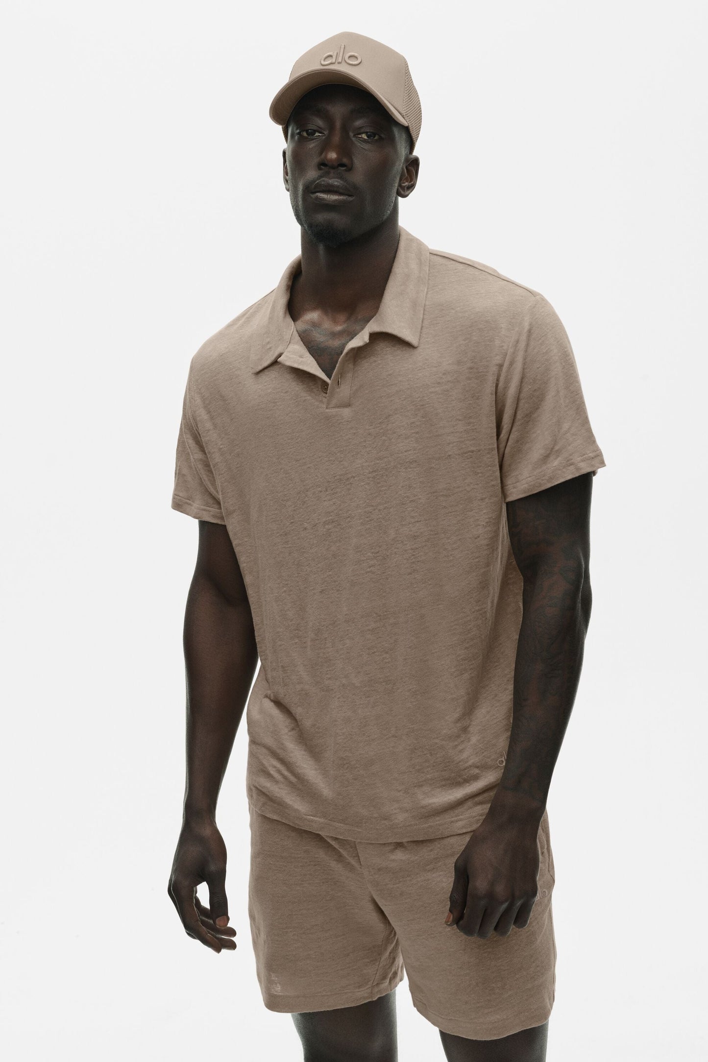 Linen Jersey Coastal Short Sleeve Polo - Gravel (M1286P)