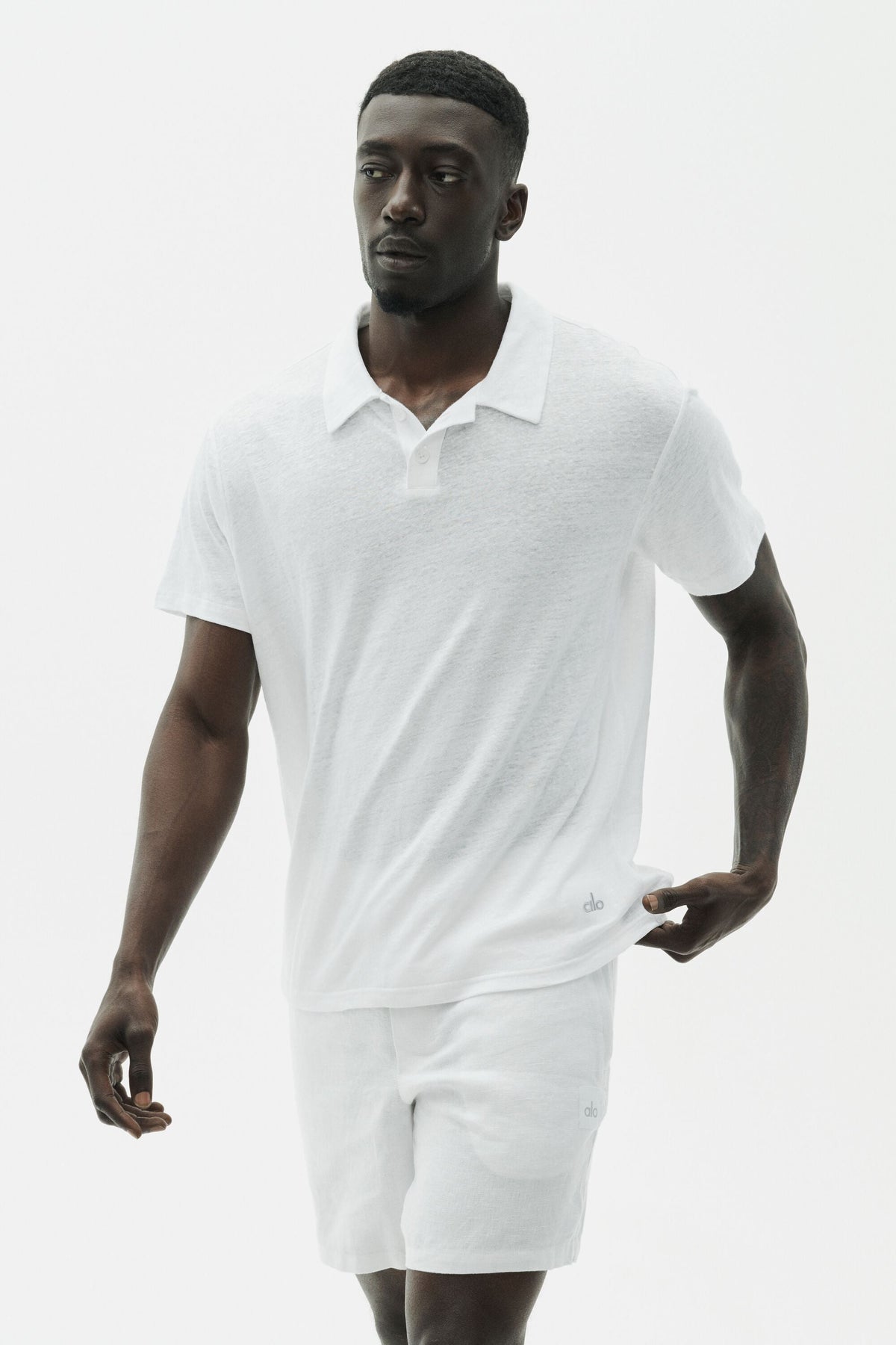 Linen Jersey Coastal Short Sleeve Polo - White (M1286P)