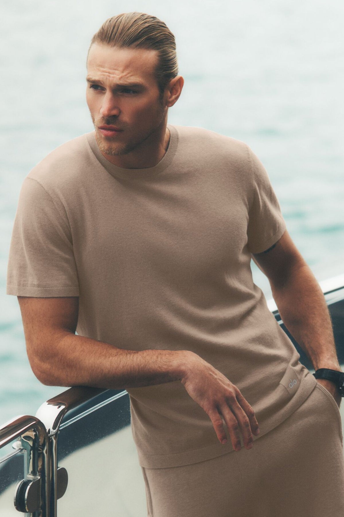 Cotton Cashmere Ever Soft Short Sleeve Crew - Gravel (M1288P)