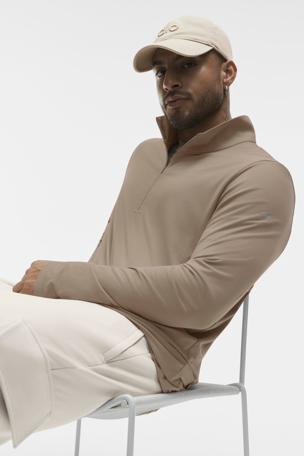 Alo Yoga Conquer 1/4 Zip Reform Long Sleeve in Gravel, product image 4 of 4