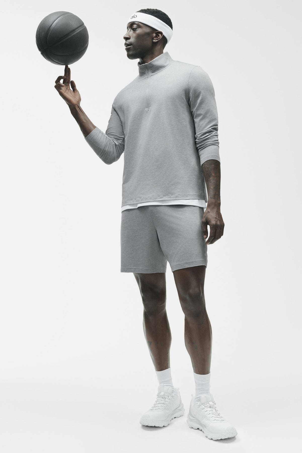 Alo Yoga Conquer 1/4 Zip Reform Long Sleeve in Vintage Athletic Heather, product image 5 of 5