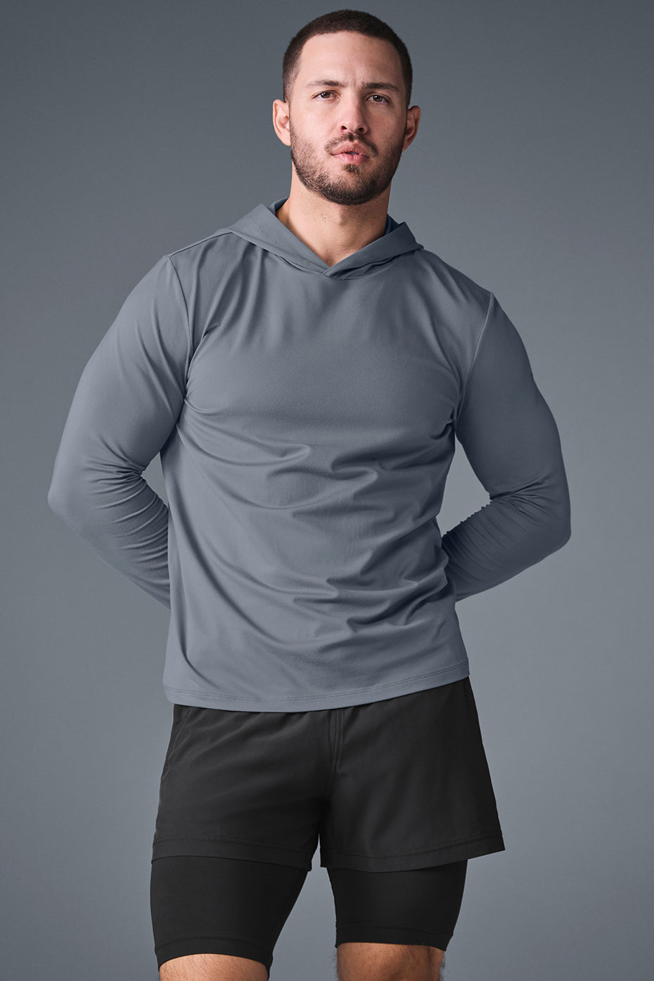 Conquer Reform Long Sleeve With Hood - Steel Grey (M3199R)