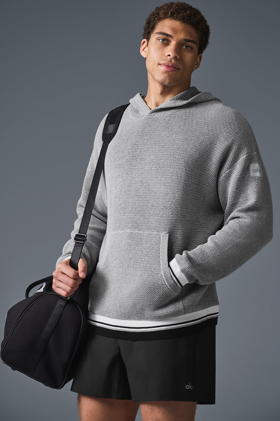 Sports Club Sweater Knit Hoodie - Athletic Heather Grey (M3246R)