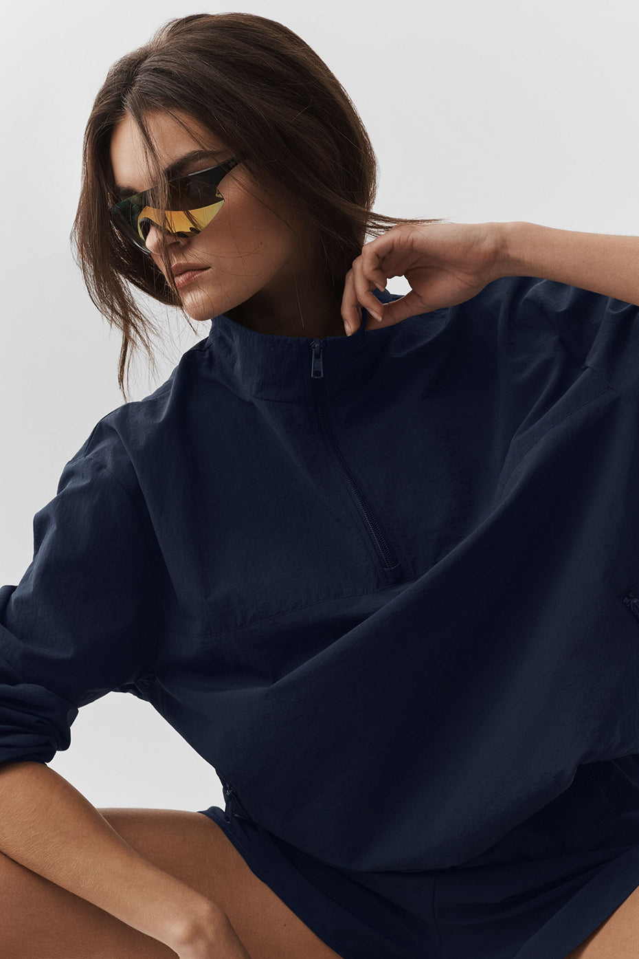 Light Weight Takeaway Track Pullover - Navy (WOMENSM3259R)