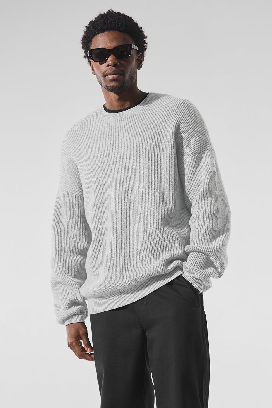 Domain Rib Knit Crew Sweater - Athletic Heather Grey (M3271R)