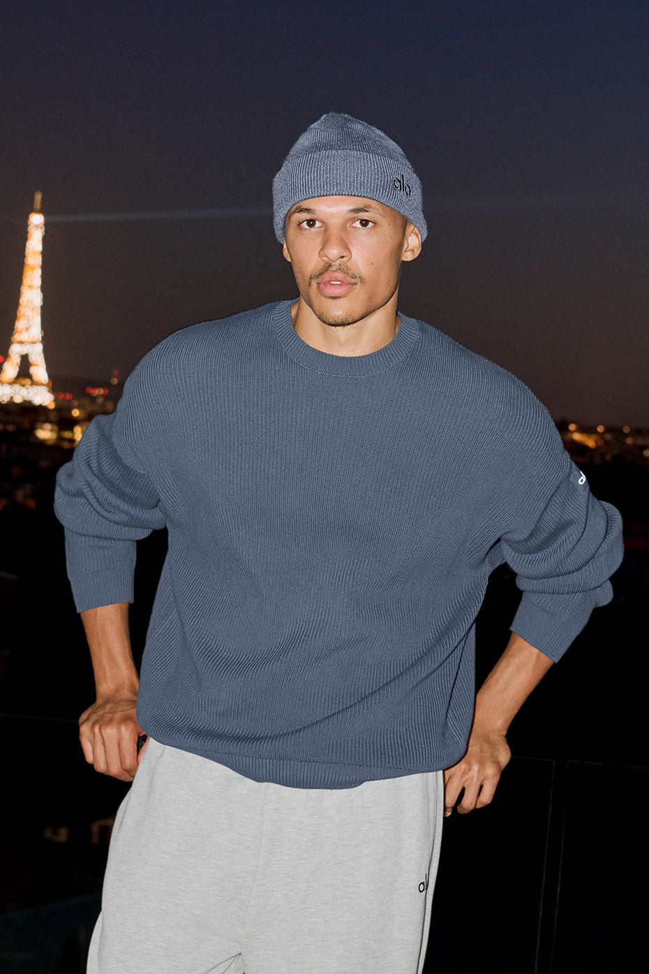 Domain Rib Knit Crew Sweater - Bluestone (M3271R)