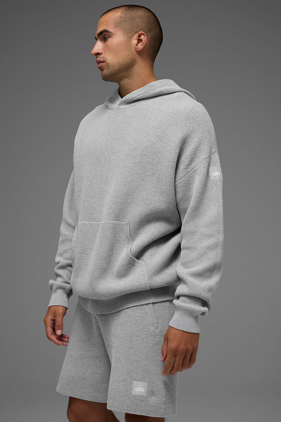 Sports Club Sweater Knit Hoodie - Athletic Heather Grey (M3287R)