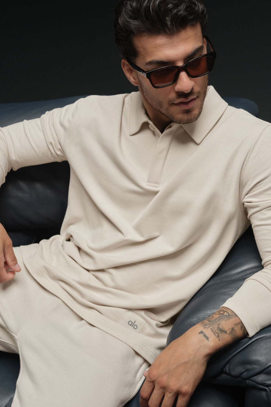 Double Take Long Sleeve Polo - Bone (M3289R)